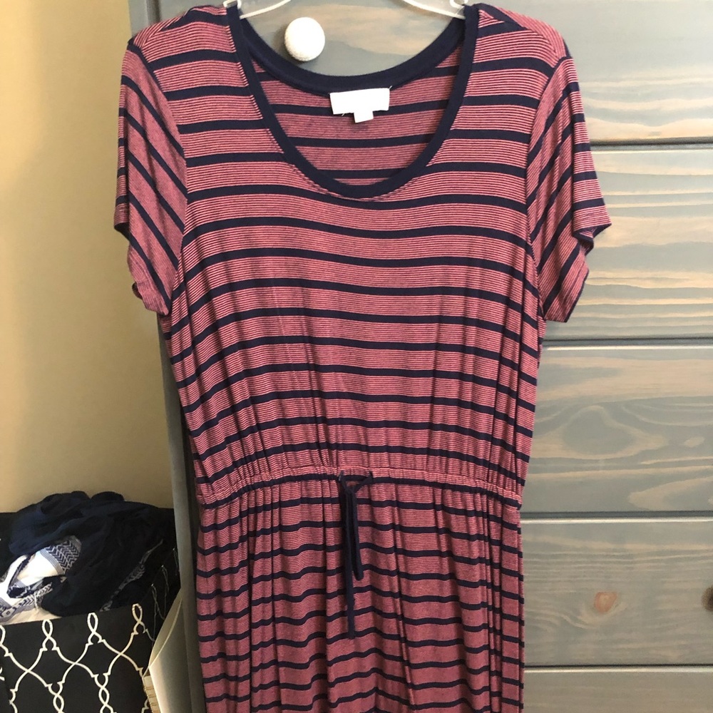 Navy and Pink T-Shirt Dress